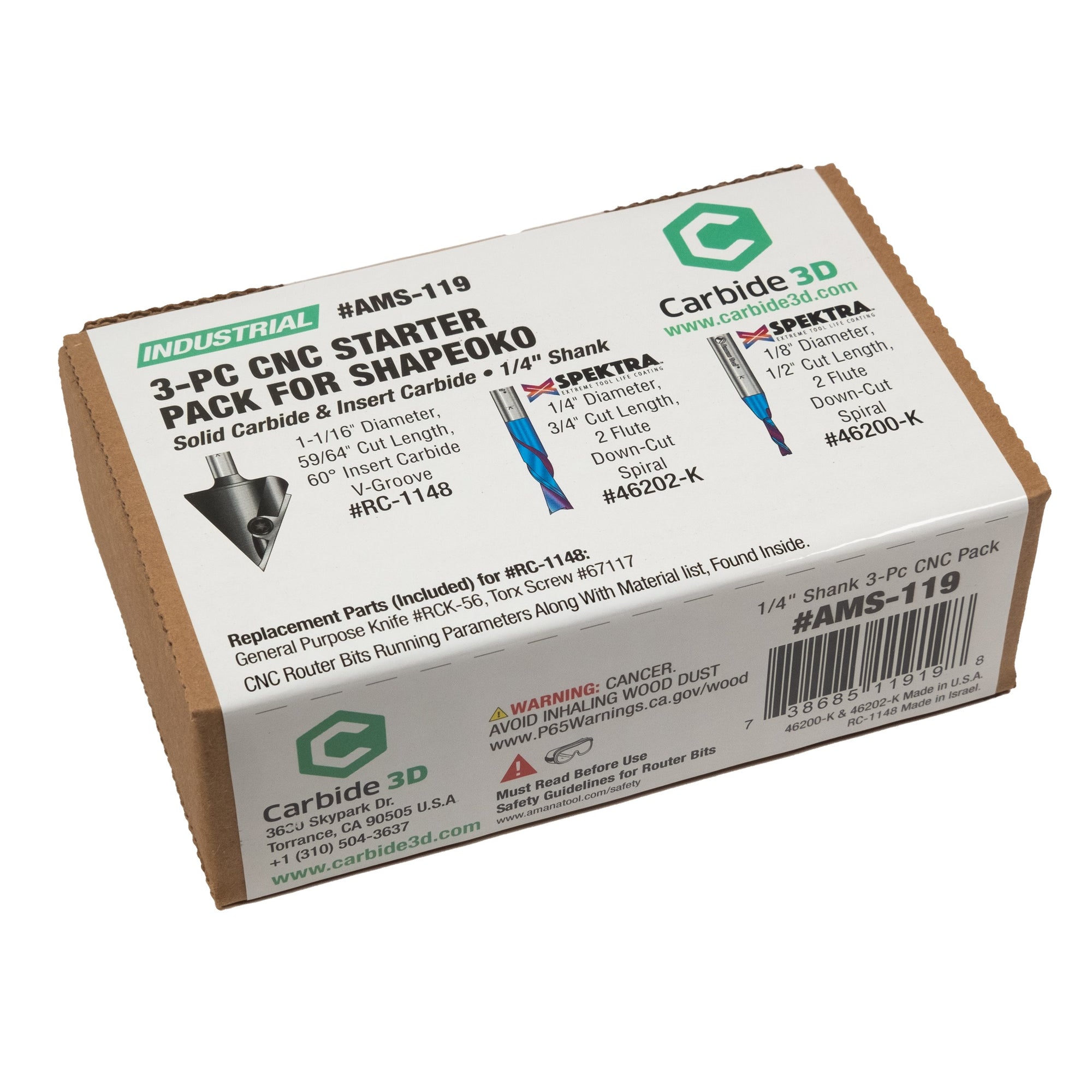 Amana AMS-119: CNC 3-PC Starter Pack for Shapeoko